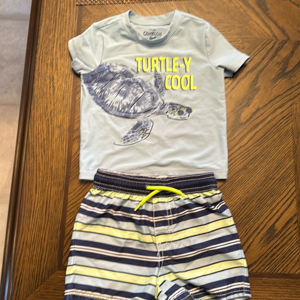 Toddler rash, guard and swim trunks